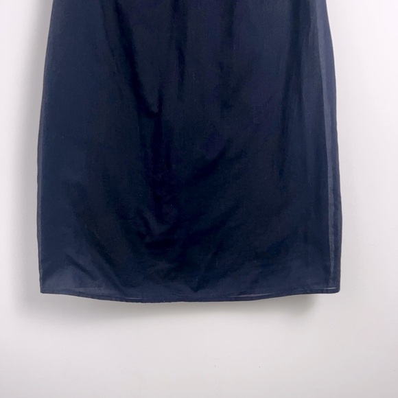 Lands' End Navy Blue 100% Cotton Sleeveless Coastal Preppy Ruffle Pintuck Dress - Picture 5 of 9